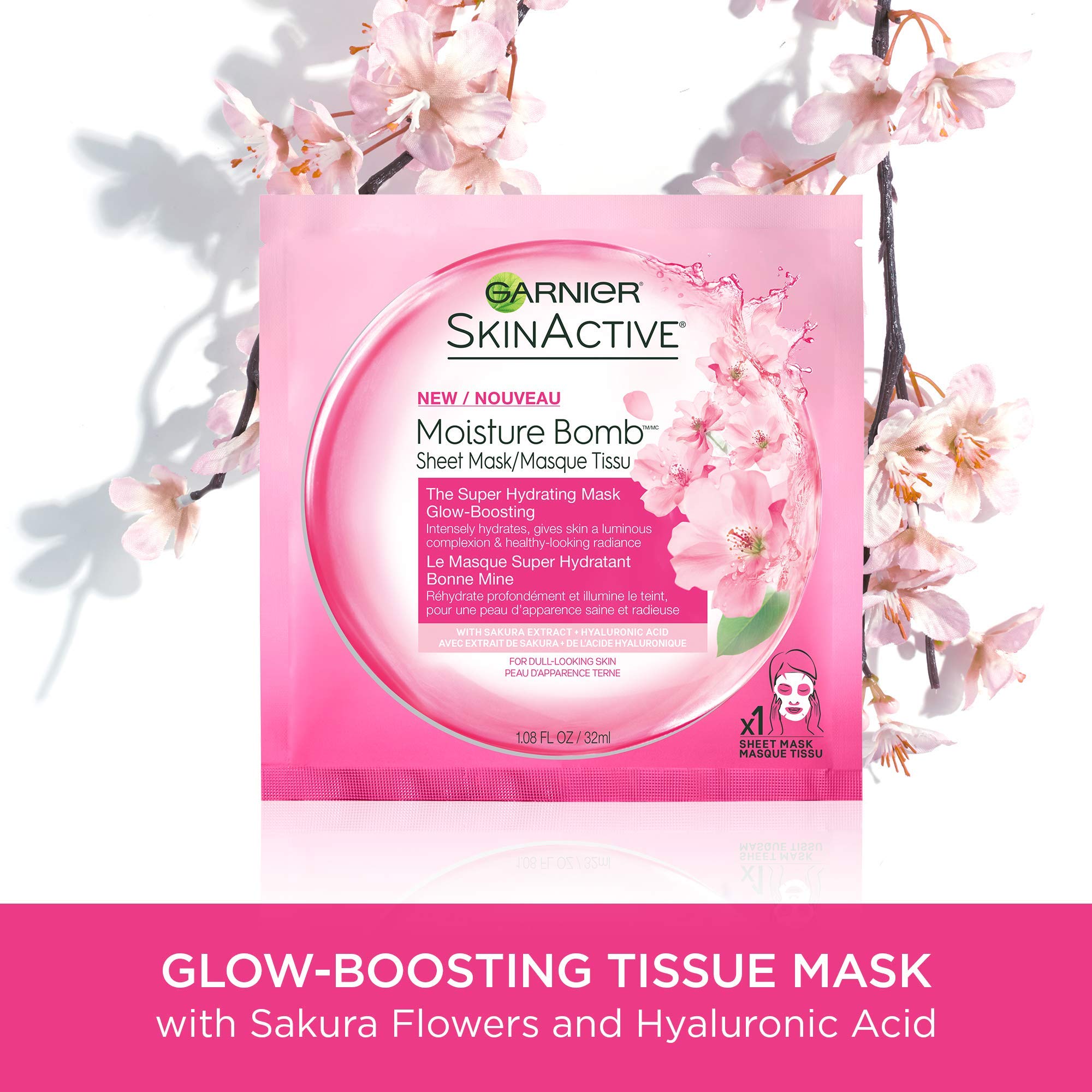 Garnier Skinactive Moisture Bomb Glow-boosting Sheet Mask, 1.08 Oz